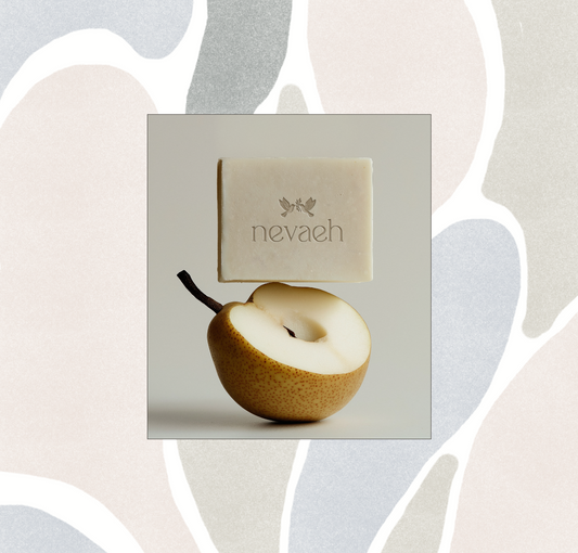 Beautiful artwork for nevaeh with soap on pear mockup featuring logo